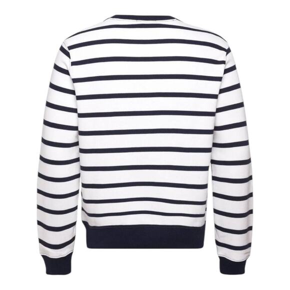 POLO RALPH LAUREN Men’s Navy Blue/White Polo Bear Striped Fleece Sweatshirt - Picture 14 of 16